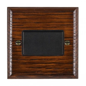 Hamilton Woods Ovolo Antique Mahogany 1 Gang 10A Triple Pole Switch with Black Rocker and Black Surround