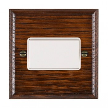 Hamilton Woods Ovolo Antique Mahogany 1 Gang 10A Triple Pole Switch with White Rocker and White Surround