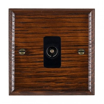Hamilton Woods Ovolo Antique Mahogany 1 Gang Non-Isolated 1 In/1 Out TV Socket with Black Insert
