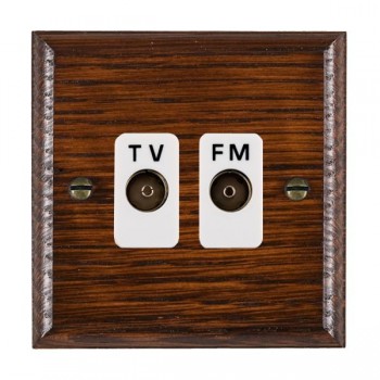 Hamilton Woods Ovolo Antique Mahogany Isolated 1 In/2 Out TV/FM Diplexer with White Insert