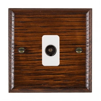 Hamilton Woods Ovolo Antique Mahogany 1 Gang Isolated 1 In/1 Out TV Socket with White Insert