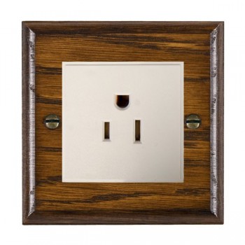 Hamilton Woods Ovolo Dark Oak 1 Gang 15A 110V AC American Unswitched Socket with White Insert