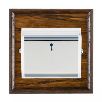 Hamilton Woods Ovolo Dark Oak 10A (6AX) 12-24V On/Off Card Switch with Bright Chrome Insert and White Surround