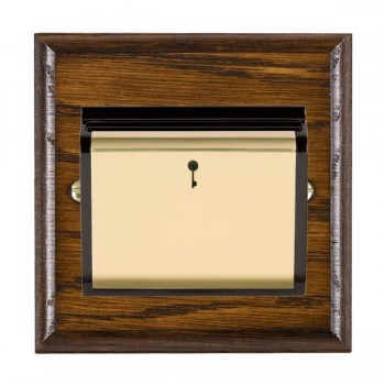 Hamilton Woods Ovolo Dark Oak 10A (6AX) 12-24V On/Off Card Switch with Polished Brass Insert and Black Surround