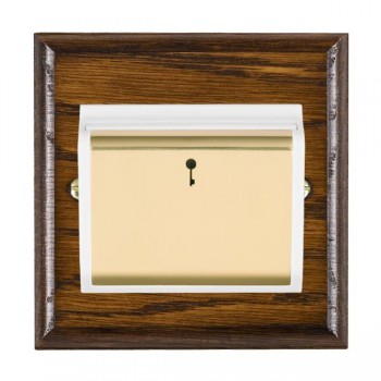 Hamilton Woods Ovolo Dark Oak 10A (6AX) 12-24V On/Off Card Switch with Polished Brass Insert and White Surround