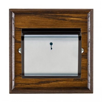 Hamilton Woods Ovolo Dark Oak 10A (6AX) 12-24V On/Off Card Switch with Satin Chrome Insert and Black Surround