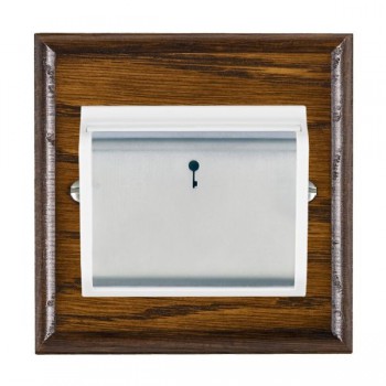 Hamilton Woods Ovolo Dark Oak 10A (6AX) 12-24V On/Off Card Switch with Satin Chrome Insert and White Surround