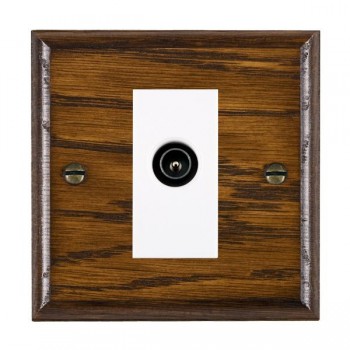 Hamilton Woods Ovolo Dark Oak 1 Gang Non-Isolated Male TV Socket with Black Insert