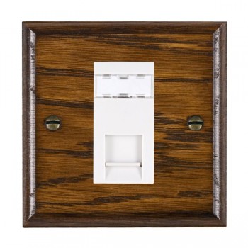 Hamilton Woods Ovolo Dark Oak 1 Gang Unshielded RJ12 Socket with White Insert