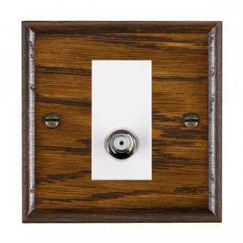 Hamilton Woods Ovolo Dark Oak 1 Gang Non-Isolated Satellite Socket with White Insert