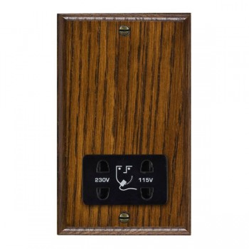 Hamilton Woods Ovolo Dark Oak Dual Voltage Shaver Socket with Black Insert