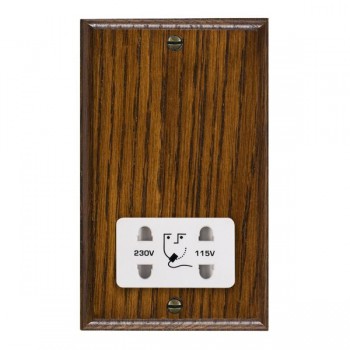 Hamilton Woods Ovolo Dark Oak Dual Voltage Shaver Socket with White Insert