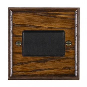 Hamilton Woods Ovolo Dark Oak 1 Gang 10A Triple Pole Switch with Black Rocker and Black Surround