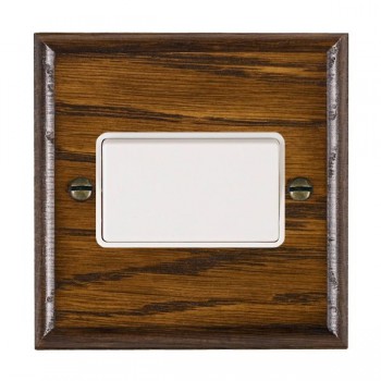 Hamilton Woods Ovolo Dark Oak 1 Gang 10A Triple Pole Switch with White Rocker and White Surround