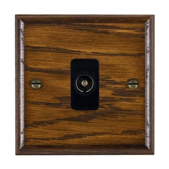 Hamilton Woods Ovolo Dark Oak 1 Gang Non-Isolated 1 In/1 Out TV Socket with Black Insert