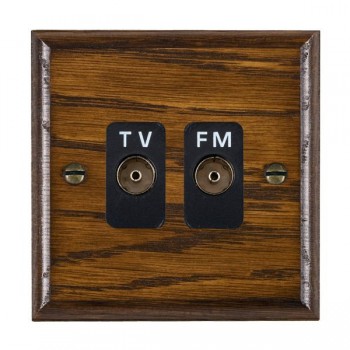 Hamilton Woods Ovolo Dark Oak Isolated 1 In/2 Out TV/FM Diplexer with Black Insert