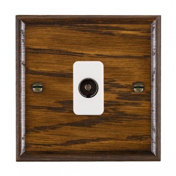 Hamilton Woods Ovolo Dark Oak 1 Gang Isolated 1 In/1 Out TV Socket with White Insert