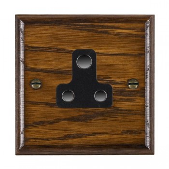 Hamilton Woods Ovolo Dark Oak 1 Gang 5A Unswitched Socket with Black Insert