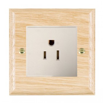 Hamilton Woods Ovolo Light Oak 1 Gang 15A 110V AC American Unswitched Socket with White Insert