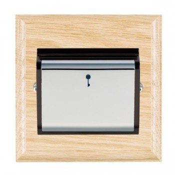 Hamilton Woods Ovolo Light Oak 10A (6AX) 12-24V On/Off Card Switch with Bright Chrome Insert and Black Surround