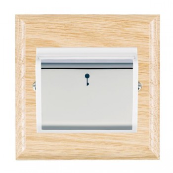 Hamilton Woods Ovolo Light Oak 10A (6AX) 12-24V On/Off Card Switch with Bright Chrome Insert and White Surround