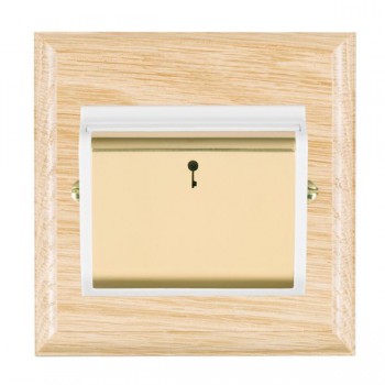 Hamilton Woods Ovolo Light Oak 10A (6AX) 12-24V On/Off Card Switch with Polished Brass Insert and White Surround