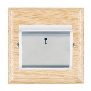 Hamilton Woods Ovolo Light Oak 10A (6AX) 12-24V On/Off Card Switch with Satin Chrome Insert and White Surround