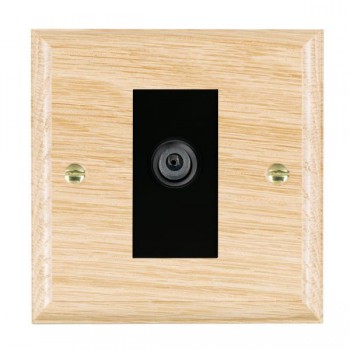 Hamilton Woods Ovolo Light Oak 1 Gang Non-Isolated Digital Satellite Socket with Black Insert