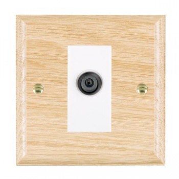 Hamilton Woods Ovolo Light Oak 1 Gang Non-Isolated Digital Satellite Socket with White Insert