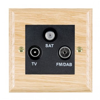 Hamilton Woods Ovolo Light Oak Non-Isolated TV+FM+SAT 1 In/3 Out Triplexer with Black Insert