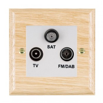 Hamilton Woods Ovolo Light Oak Non-Isolated TV+FM+SAT 1 In/3 Out Triplexer with White Insert