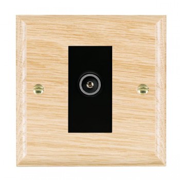 Hamilton Woods Ovolo Light Oak 1 Gang Non-Isolated Female TV Socket with Black Insert