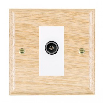 Hamilton Woods Ovolo Light Oak 1 Gang Non-Isolated Female TV Socket with White Insert