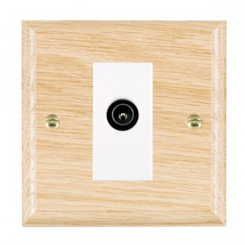 Hamilton Woods Ovolo Light Oak 1 Gang Non-Isolated Male TV Socket with White Insert