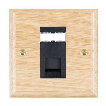 Hamilton Woods Ovolo Light Oak 1 Gang Unshielded RJ12 Socket with Black Insert