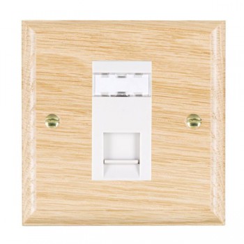 Hamilton Woods Ovolo Light Oak 1 Gang Unshielded RJ12 Socket with White Insert