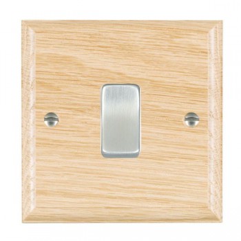 Hamilton Woods Ovolo Light Oak 1 Gang 10AX 2 Way Switch with Satin Chrome Rocker and White Surround