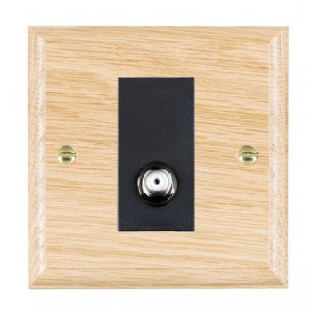 Hamilton Woods Ovolo Light Oak 1 Gang Isolated Satellite Socket with Black Insert