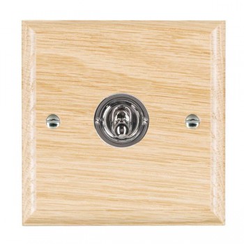 Hamilton Woods Ovolo Light Oak 1 Gang 20AX 2 Way Toggle Switch with Bright Chrome Toggle