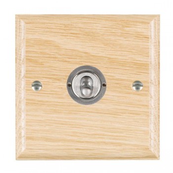 Hamilton Woods Ovolo Light Oak 1 Gang 20AX 2 Way Toggle Switch with Satin Chrome Toggle