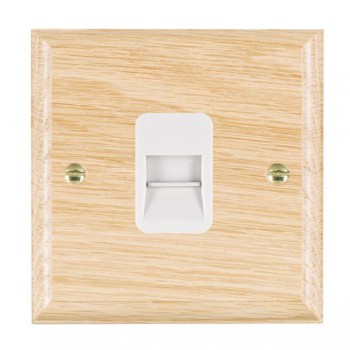 Hamilton Woods Ovolo Light Oak 1 Gang Telephone Master Socket with White Insert