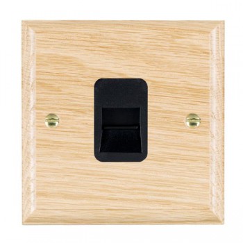 Hamilton Woods Ovolo Light Oak 1 Gang Telephone Slave Socket with Black Insert