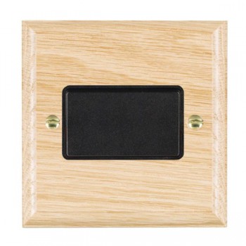 Hamilton Woods Ovolo Light Oak 1 Gang 10A Triple Pole Switch with Black Rocker and Black Surround