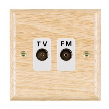 Hamilton Woods Ovolo Light Oak Isolated 1 In/2 Out TV/FM Diplexer with White Insert