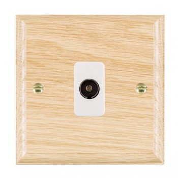 Hamilton Woods Ovolo Light Oak 1 Gang Isolated 1 In/1 Out TV Socket with White Insert