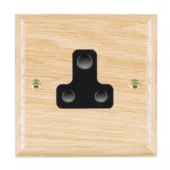 Hamilton Woods Ovolo Light Oak 1 Gang 5A Unswitched Socket with Black Insert