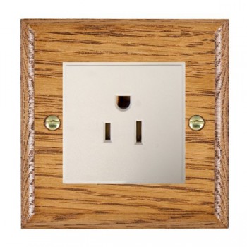 Hamilton Woods Ovolo Medium Oak 1 Gang 15A 110V AC American Unswitched Socket with White Insert