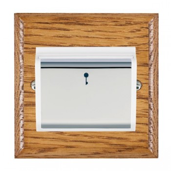 Hamilton Woods Ovolo Medium Oak 10A (6AX) 12-24V On/Off Card Switch with Bright Chrome Insert and White Surround