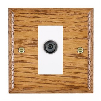 Hamilton Woods Ovolo Medium Oak 1 Gang Non-Isolated Digital Satellite Socket with White Insert