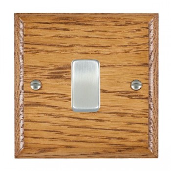 Hamilton Woods Ovolo Medium Oak 1 Gang 10AX Intermediate Switch with Satin Chrome Rocker and White Surround